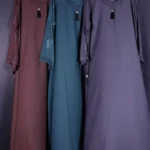 Embellished Neckline & Leaf-Embroidery Sleeve Abaya Trio