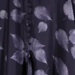 Charcoal Leaf-Print Abaya with Tassel Accent