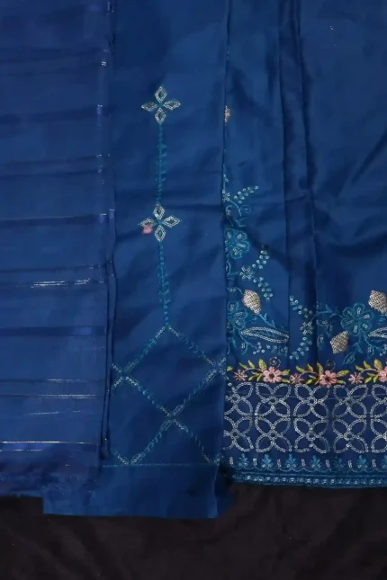 Royal Blue Floral Embroidered & Sequined Festive Suit