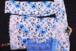 Blue & White Floral Print Dress with Embroidered Neckline - Image 6