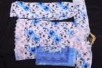 Blue & White Floral Print Dress with Embroidered Neckline - Image 5