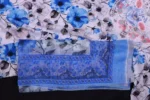 Blue & White Floral Print Dress with Embroidered Neckline - Image 2
