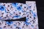 Blue & White Floral Print Dress with Embroidered Neckline - Image 3