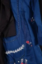 Blue & Black Embroidered Neckline Festive Outfit Duo - Image 2