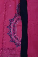 Vibrant Pink Embroidered & Sequined Neckline Dress - Image 5