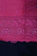 Vibrant Pink Embroidered & Sequined Neckline Dress - Image 4