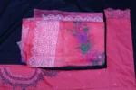 Vibrant Pink Embroidered & Sequined Neckline Dress - Image 3